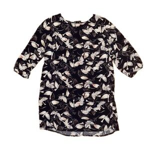 Old Navy Women’s Navy and Cream Dress with Bird Pattern